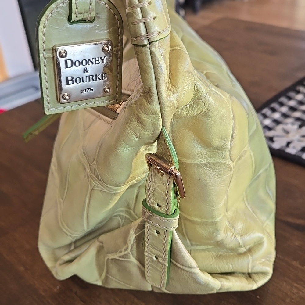 Dooney And Bourke Vintage Cinzia Hobo Bag Croc Embossed Leather Pistachio - Picture 4 of 12
